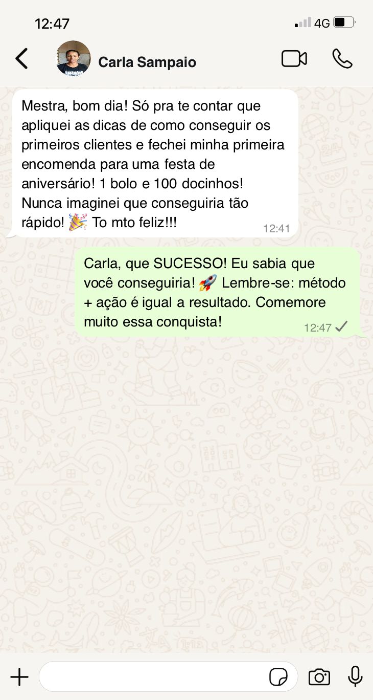 Print de depoimento de aluna no WhatsApp 8